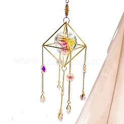 Rhombus Brass with Iron Chain Hanging Ornaments&nbsp;PW-WG5D558-01