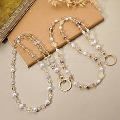 Acrylic & Glass Beads Card Holders Neck Strap Chain&nbsp;HJEW-SZ00065