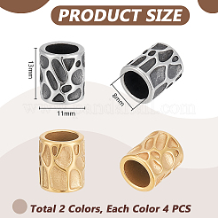 8Pcs 2 Colors 304 Stainless Steel Beads&nbsp;STAS-UN0064-10