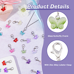 96Pcs 12 Colors Butterfly Glass Pendants&nbsp;HJEW-HS00002