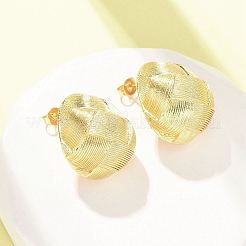 Woven Oval Brass Stud Earrings&nbsp;EJEW-D351-06G