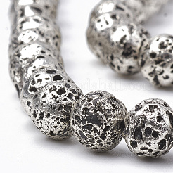 Electroplated Natural Lava Rock Beads Strands&nbsp;G-T098-01C-10