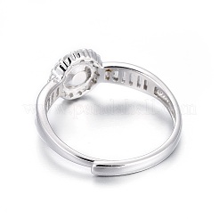Adjustable Rhodium Plated 925 Sterling Silver Finger Design Ring Mounts Fittings with Pearl Seat&nbsp;STER-F048-07P