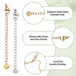 30Pcs 2 Colors 304 Stainless Steel Chain Extender&nbsp;STAS-BM0001-09