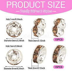 30Pcs 2 Colors Brass Rhinestone Spacer Beads&nbsp;RB-TA0001-29B