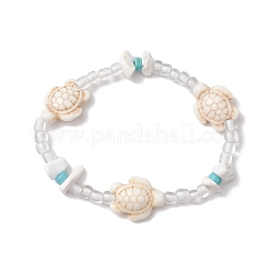 Synthetic Turquoise & Magnesite Beads Stretch Bracelets&nbsp;BJEW-JB11672