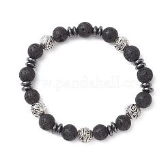 Round Natural Lava Rock Beads Stretch Bracelets for Women&nbsp;BJEW-JB12767