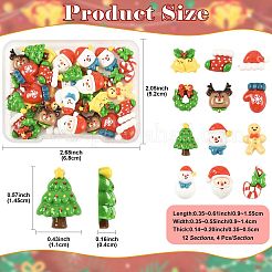 48Pcs 12 Styles Christmas Opaque Resin Decoden Cabochons&nbsp;CRES-FS0001-34A