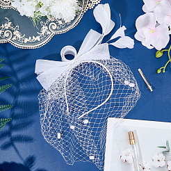 Gauze Mesh Veil Cloth with Aligator Hair Clip&nbsp;AJEW-WH20018-97B