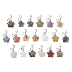 Star Natural & Synthetic Mixed Stone Pendant Decorations&nbsp;HJEW-JM04667