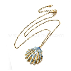 Summer Beach 304 Stainless Steel Light Sky Blue Enamel Pendant Necklaces for Women&nbsp;NJEW-U043-01B-G