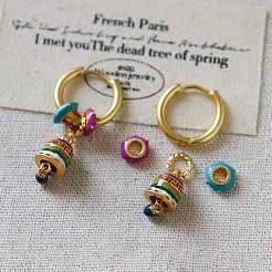 Brass Enamel Hoop Dangle Earrings&nbsp;WG1B0F0-01