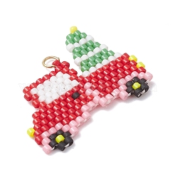 Christmas MIYUKI Delica Glass Seed Beaded Car & Christmas Tree Pendants&nbsp;PALLOY-MZ01072
