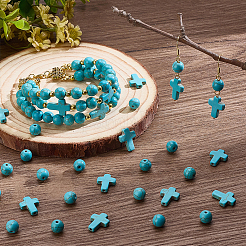 280Pcs 2 Styles Dyed Synthetic Turquoise Beads&nbsp;G-PH0003-25A