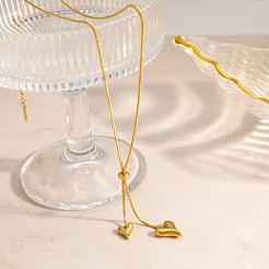 304 Stainless Steel Double Heart Lariat Necklaces&nbsp;WG40DB7-01