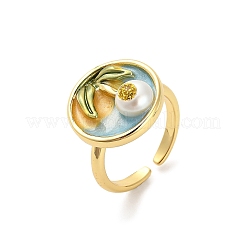 Brass Enamel Cuff Rings&nbsp;RJEW-K291-02G-01