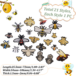 Bees Computerized Embroidery Cloth Iron on/Sew on Patches&nbsp;PATC-WH0007-61