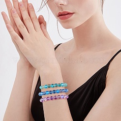 3Pcs Round Synthetic Moonstone Braided Bead Bracelets&nbsp;BJEW-SW00061-02