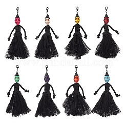 Halloween Cotton Threads Tassel & Synthetic Turquoise Skull Pendant Decorations&nbsp;HJEW-JM03756