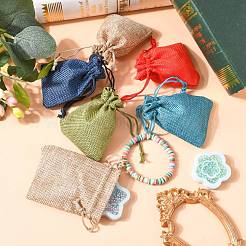 Polyester Imitation Burlap Packing Pouches Drawstring Bags&nbsp;ABAG-R005-9x7-M