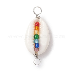 2Pcs 2 Colors Natural Shell Connector Charms&nbsp;PALLOY-JF02692