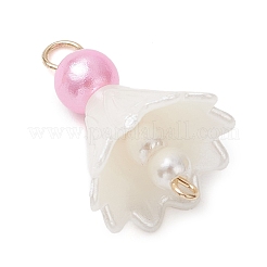 11Pcs 11 Colors ABS Plastic & Acrylic Imitation Pearl Flower Connector Charms&nbsp;PALLOY-JF04228