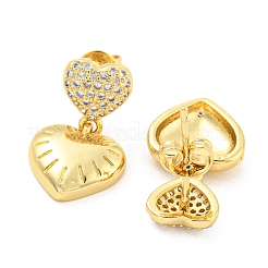 Rack Plating Brass Heart Dangle Stud Earrings&nbsp;EJEW-A028-17G
