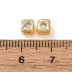 Brass Micro Pave Clear Cubic Zirconia Beads&nbsp;KK-D259-09G