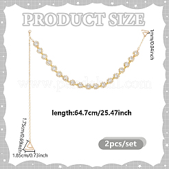 2Pcs Flower Alloy Rhinestone Cup Chain & Brass Figaro Chain Non-slip Bra Straps&nbsp;HJEW-GA00057