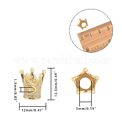 Eco-Friendly Brass Micro Pave Cubic Zirconia Crown Beads&nbsp;ZIRC-NB0001-07-NR
