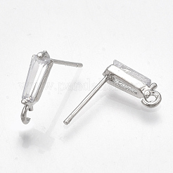 Brass Cubic Zirconia Stud Earring Findings&nbsp;X-KK-S348-349