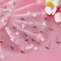 40Pcs 2 Style Brass Ball Stud Earring Post&nbsp;KK-BBC0003-73