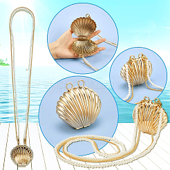 Natural Shell & Alloy Starfish Charm Bracelet & Bib Necklace & Adjustable Ring & Dangle Stud Earrings & Aligator Hair Clip & Mini Crossbody Bags&nbsp;SJEW-PH0001-11
