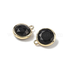Natural Obsidian Faceted Flat Round Charms&nbsp;G-U028-03G-14
