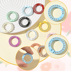 24Pcs 12 Colors Zinc Alloy Rhinestone Spring Gate Rings&nbsp;FIND-SC0019-50A