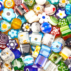 180Pcs 6 Styles Handmade Millefiori Glass Round Bead Strands&nbsp;LAMP-LT0001-08