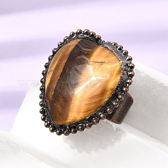 Natural Tiger Eye Cuff Open Rings&nbsp;GG-CBAB410-02E