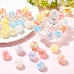 14Pcs 7 Colors Transparent Resin with Paillette Beads&nbsp;RESI-YW0006-12