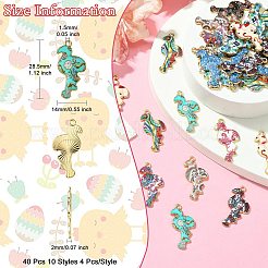 40Pcs 10 Styles Printed Alloy Pendants&nbsp;FIND-CJ0001-96
