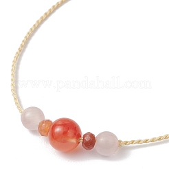 Natural Carnelian & Malaysia Jade Beads Braided Bead Bracelets for Women&nbsp;BJEW-JB11983