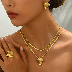 Stainless Steel Rhombus Earrings & Necklaces & Rings Sets for Women&nbsp;IX6461