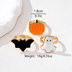 3Pcs Halloween Alloy Enamel Finger Rings&nbsp;FS-WG0E7D9-01