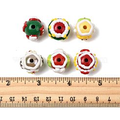 6Pcs 6 Styles Christmas Hand Painted Acrylic with Enamel Beads&nbsp;MACR-FS0002-42