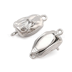 Brass Micro Pave Clear Cubic Zirconia Box Clasps&nbsp;KK-C075-15P