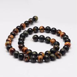 Natural Yellow Blue Tiger Eye(Dyed & Heated) Bead Strands&nbsp;G-K153-B39-6mm-A
