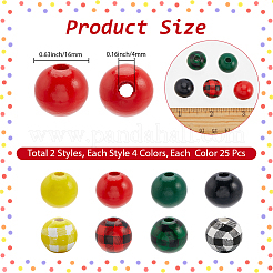 200Pcs 8 Styles Christmas Theme Wooden Beads&nbsp;WOOD-PA0001-09