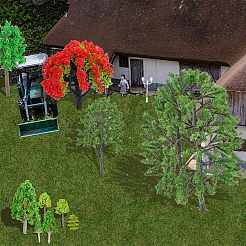 8 Style Plastic Tree & Grass & Fences & Street Lamp & Bench Model&nbsp;AJEW-CA0001-63