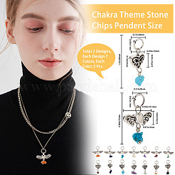 4 Sets 2 Styles Chakra Natural & Synthetic Mixed Stone Chips Alloy Pendants&nbsp;FIND-CN0001-40