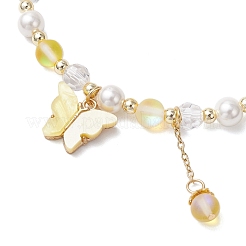 5Pcs Frosted Dyed Synthetic Moonstone & Shell Pearl Round Beads Stretch Bracelets&nbsp;BJEW-JB11822
