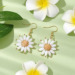 Natural Lava Rock Flower Dangle Earrings&nbsp;EJEW-TA00568-02